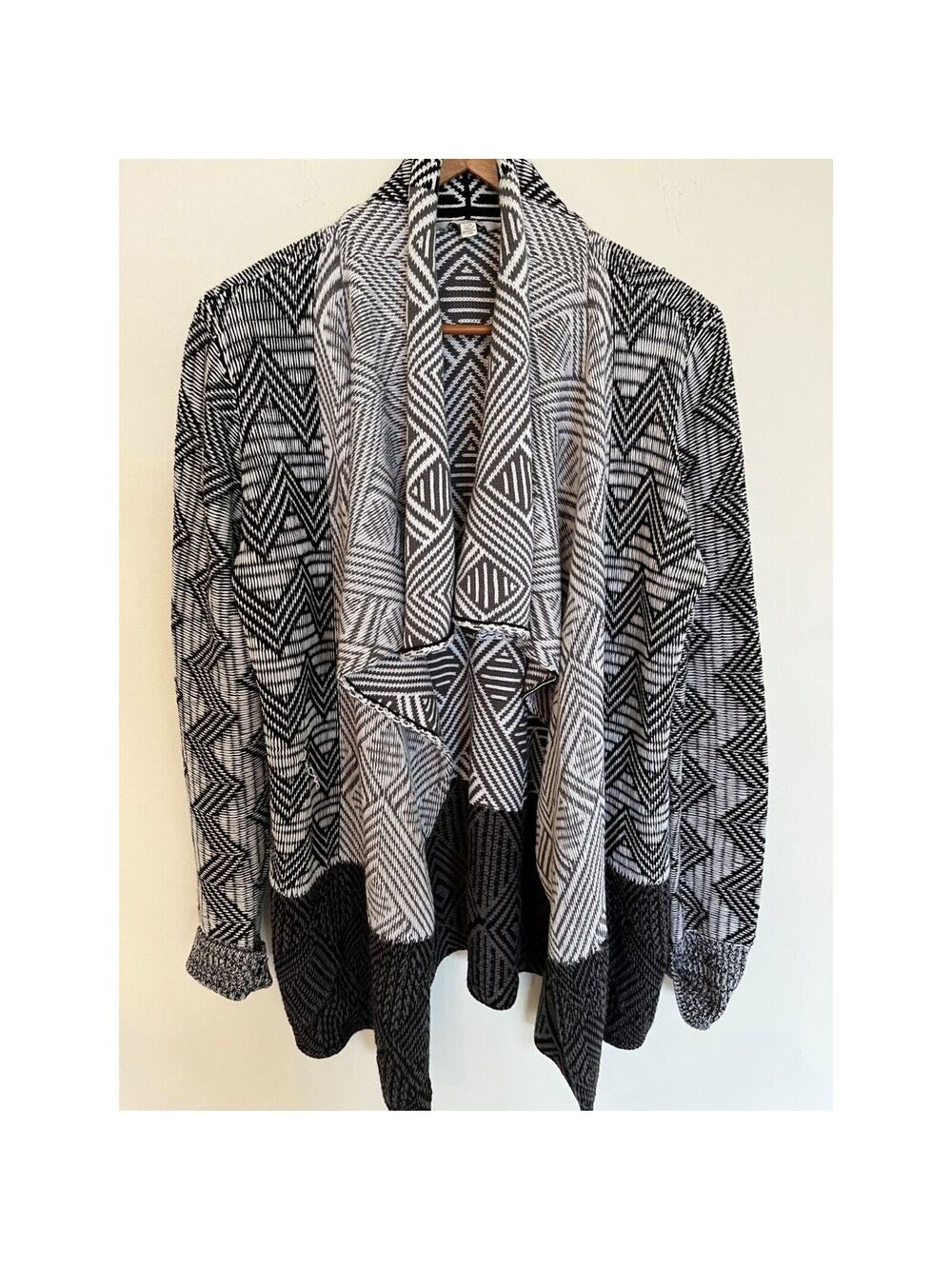 Vtg Lucky Brand Y2K Women Sweater L Asymmetric Shawl Drape Collar Cotton